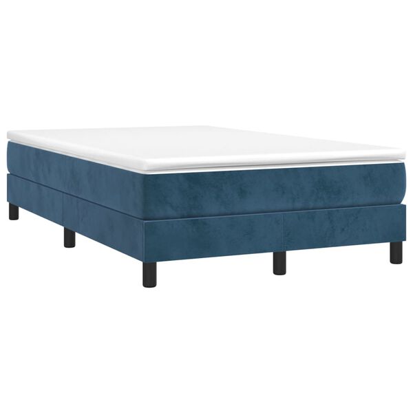 vidaXL Boxspringbett mit Matratze Dunkelblau 120x190 cm Samt
