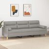 vidaXL 3-Sitzer-Sofa mit Kissen Hellgrau 210 cm Stoff