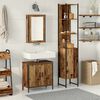vidaXL Badezimmerm&ouml;bel-Set mit Regal mit T&uuml;r 3 pcs Braun Holzwerkstoff
