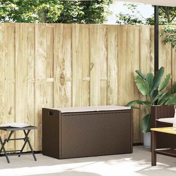 vidaXL Outdoor-Sitzbank mit Stauraum und Kissen Braun 100 cm
