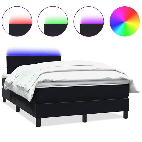 vidaXL Boxspringbett mit Matratze & LED Schwarz 120x210 cm Samt