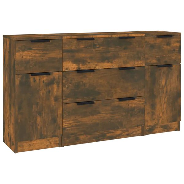 vidaXL 3-tlg. Sideboard-Set R&auml;uchereiche Holzwerkstoff
