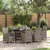 vidaXL Garten Essgruppe 7 pcs Grau Poly-Rattan