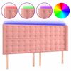 vidaXL LED Kopfteil Rosa 203x16x118/128 cm Samt