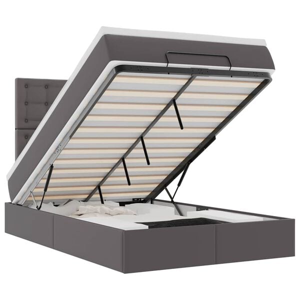 vidaXL Ottoman-Bett mit Matratze Grau 120x200 cm Kunstleder