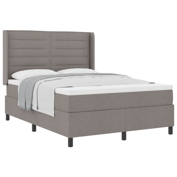 vidaXL Boxspringbett mit Matratze Taupe 140 x 190 cm Stoff