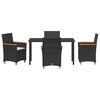 vidaXL Garten Essgruppe 5 pcs Schwarz Poly-Rattan