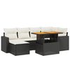 vidaXL 7-tlg. Garten-Sofagarnitur mit Kissen Schwarz Poly Rattan