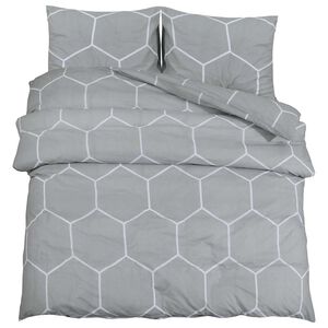 vidaXL Bettw&auml;sche-Set Grau und Wei&szlig; 260x220 cm Baumwolle