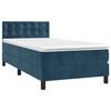 vidaXL Boxspringbett mit Matratze & LED Dunkelblau 90x200 cm Samt