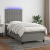 vidaXL Boxspringbett mit Matratze & LED Dunkelgrau 100x200 cm Stoff