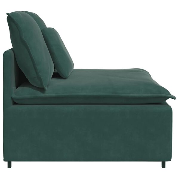 vidaXL Modulares Sofa Mittelmodul mit Kissen Dunkelgr&uuml;n 100 cm