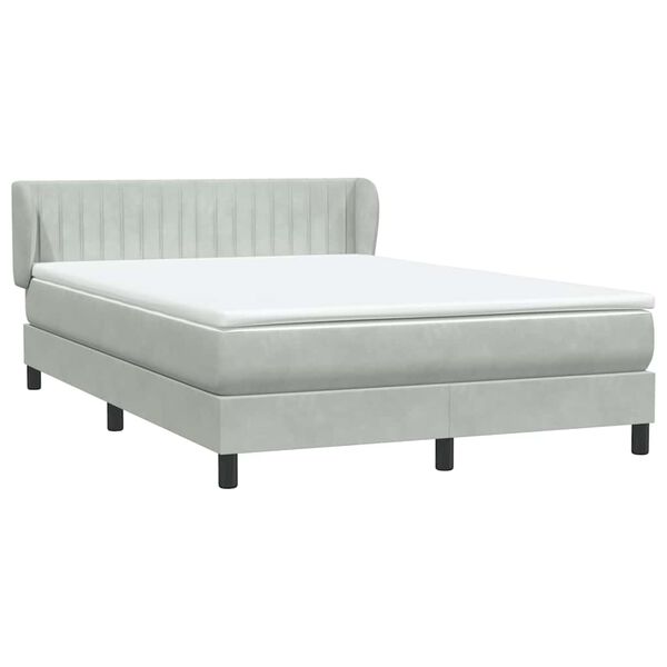 vidaXL Boxspringbett mit Matratze Hellgrau 140x220 cm Samt