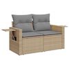 vidaXL 5-tlg. Garten-Sofagarnitur mit Kissen Beige Poly Rattan Akazie