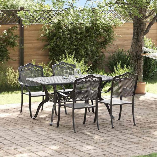 vidaXL Garten Essgruppe 5 pcs Schwarz Aluminium