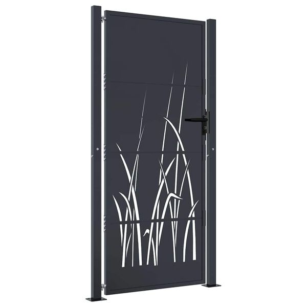 vidaXL Gartentor Anthrazit 100x175 cm Stahl Gras-Design