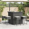 vidaXL 5-tlg. Gartenbar-Set mit Kissen Schwarz Poly Rattan