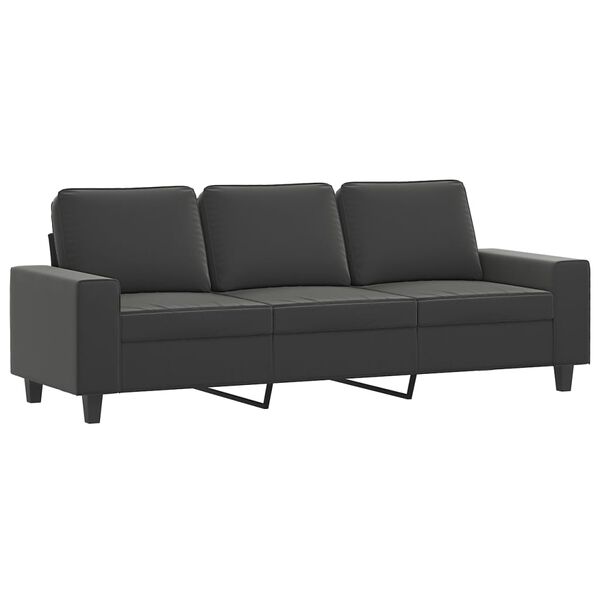 vidaXL 3-Sitzer-Sofa mit Hocker Schwarz 180 cm Mikrofasergewebe
