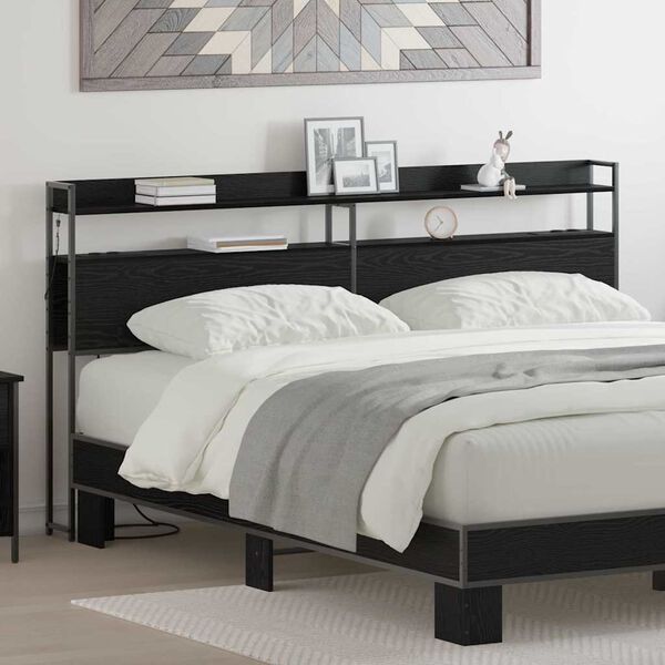 vidaXL Aufbewahrungskopfteil Schwarz Eichen-Optik 200 cm Holzwerkstoff