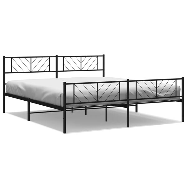 vidaXL Metallbett ohne Matratze mit Fu&szlig;teil Schwarz 180x200 cm