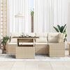 vidaXL Garten-Sofa-Set mit Kissen mit Speicher 6 pcs Beige und Creme