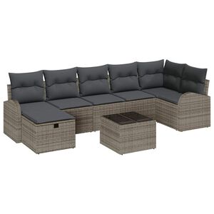 vidaXL Sofa Set mit Kissen mit Speicher Grau Poly-Rattan