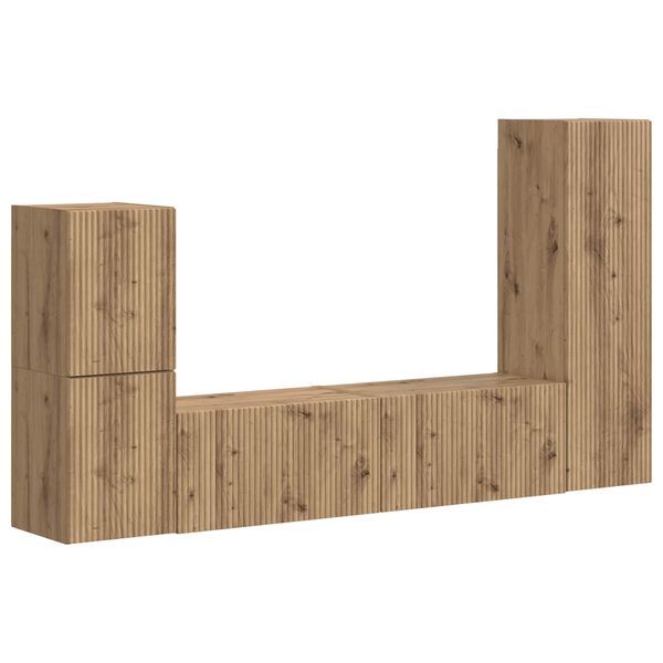 vidaXL TV-Schrankset Wandmontiert 4 pcs Artisan-Eiche Holzwerkstoff