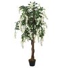 vidaXL Glyzinienbaum K&uuml;nstlich 840 Bl&auml;tter 120 cm Gr&uuml;n und Wei&szlig;