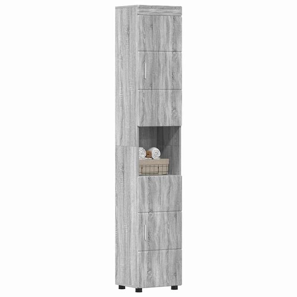 vidaXL Badezimmerschrank-Set TULUM Graues Sonoma 37 x 31,5 x 203 cm