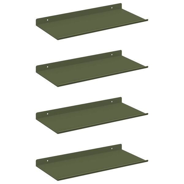 vidaXL Schwebendes Regal 4 pcs Olive Gr&uuml;n 40 x 18 x 2,5 cm Stahl