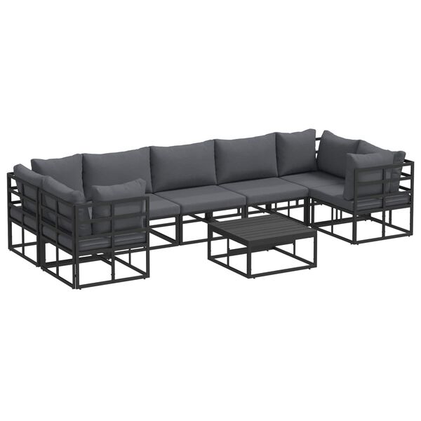 vidaXL Garten-Sofa-Set 8 pcs Schwarz Aluminium