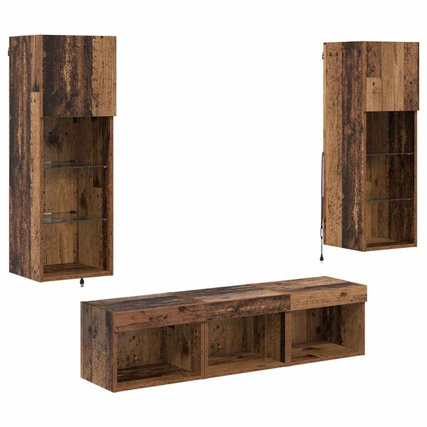 vidaXL TV-Wandger&auml;te 5 pcs Schwarz Eichen-Optik Holzwerkstoff