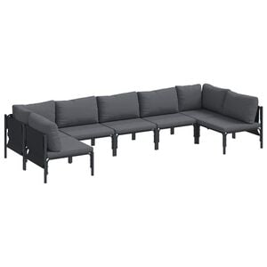 vidaXL Gartensofa-set 7 stk. Schwarz Stahl