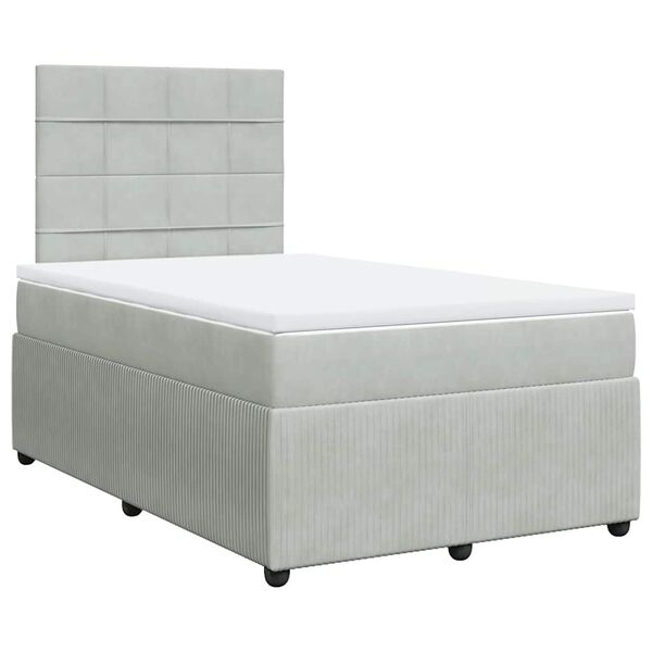 vidaXL Boxspringbett mit Matratze Hellgrau 120x200 cm Samt