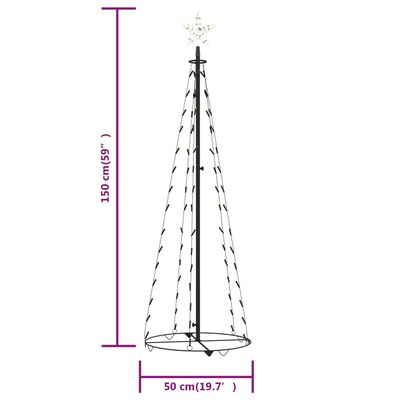 vidaXL Weihnachtsbaum Kegelform 84 LEDs Deko Warmweiß 50x150 cm