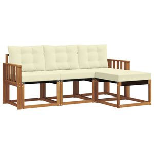 vidaXL Outdoor-Sofagarnitur mit Kissen 4 pcs Natur und Creme