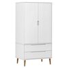 vidaXL Kleiderschrank MOLDE Wei&szlig; 90x55x175 cm Massivholz Kiefer