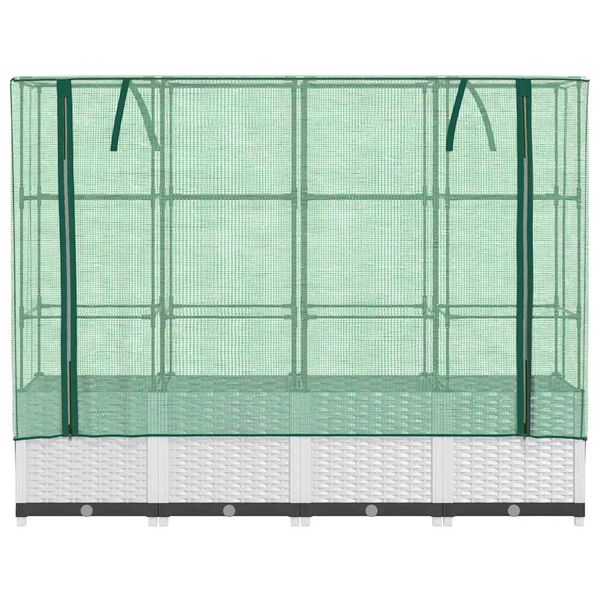 vidaXL Hochbeet mit Gew&auml;chshaus-Aufsatz Rattan-Optik 160x40x138 cm
