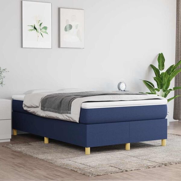 vidaXL Boxspringbett mit Matratze Blau 120x190 cm Stoff