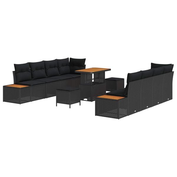 vidaXL Gartensofa-set 11 pcs Schwarz Poly-Rattan