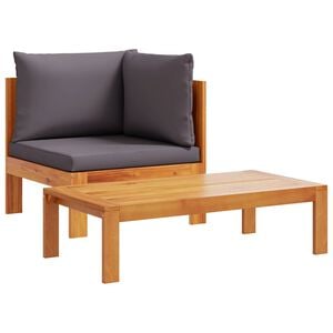 vidaXL 2-tlg. Garten-Sofa-Set mit Kissen Massivholz Akazie