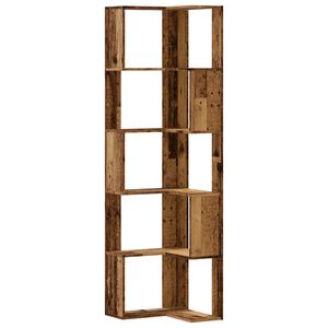 vidaXL Eck-B&uuml;cherregal 5 B&ouml;den Altholz-Optik 50x50x179cm Holzwerkstoff