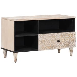 vidaXL TV-Schr&auml;nk mit Regal Wei&szlig; 80 x 33,5 x 46 cm Massivholz Mango