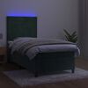 vidaXL Boxspringbett mit Matratze & LED Dunkelgr&uuml;n 100x200 cm Samt