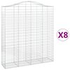 vidaXL Gabionen mit Hochbogen 8 Stk. 200x50x220/240cm Verzinktes Eisen