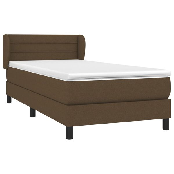 vidaXL Boxspringbett mit Matratze Dunkelbraun 90x190 cm Stoff