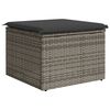 vidaXL Gartenhocker mit Kissen Grau 55x55x37 cm Poly Rattan