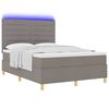 vidaXL LED Boxspringbett mit Matratze Taupe 140 x 200 cm Stoff