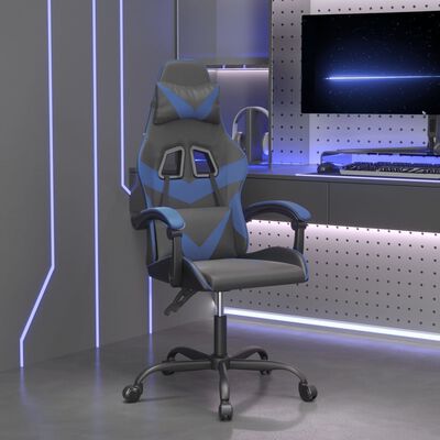 vidaXL Gaming-Stuhl Drehbar Schwarz und Blau Kunstleder