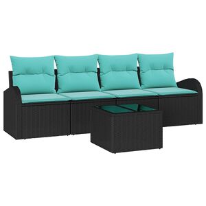 vidaXL Gartensofa-set 5 stk. 4-Sitzanzahl Schwarz und T&uuml;rkis